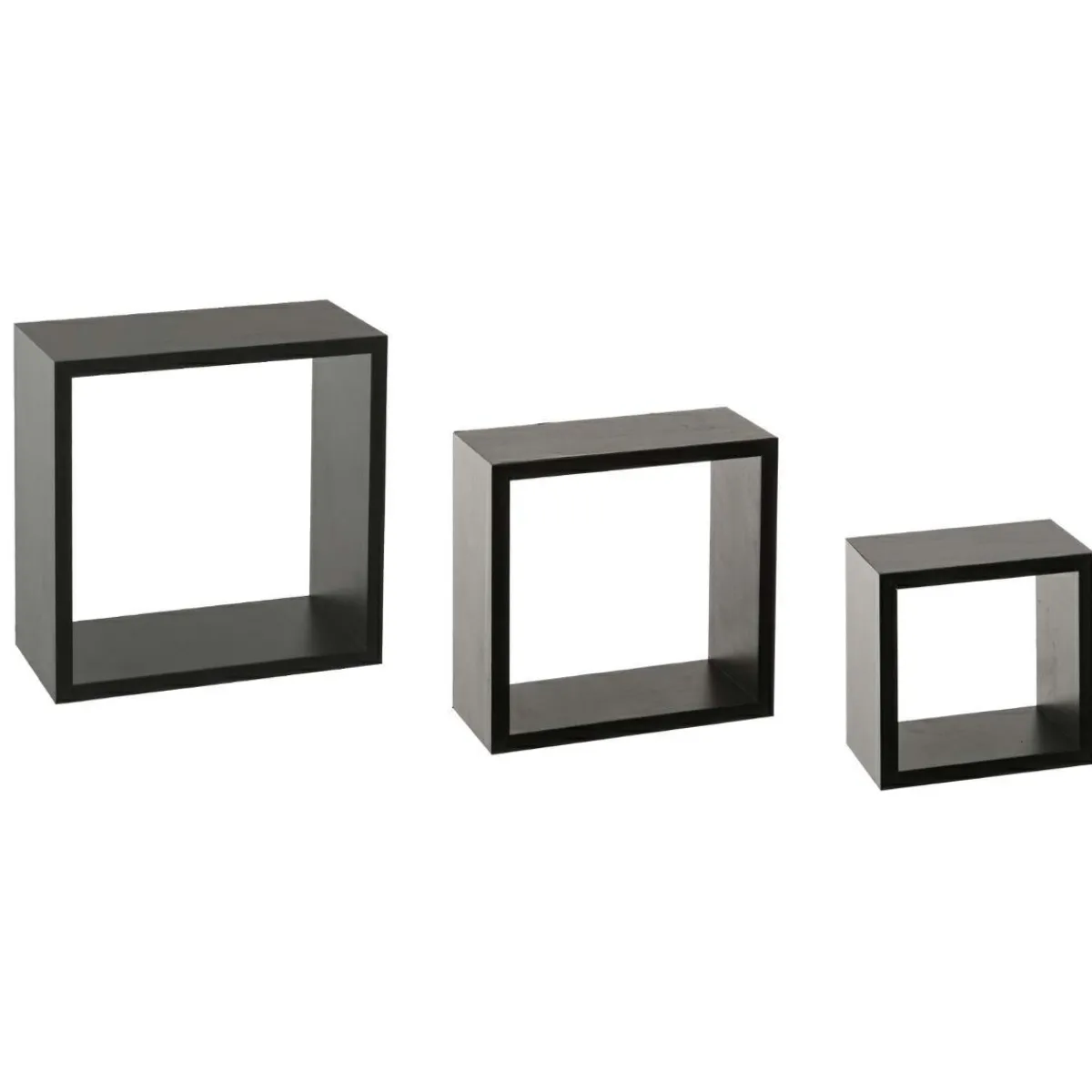 ATMOSPHERA Lot de 3 étagères bois (H15-20-25 cm) Cube Noir Sale