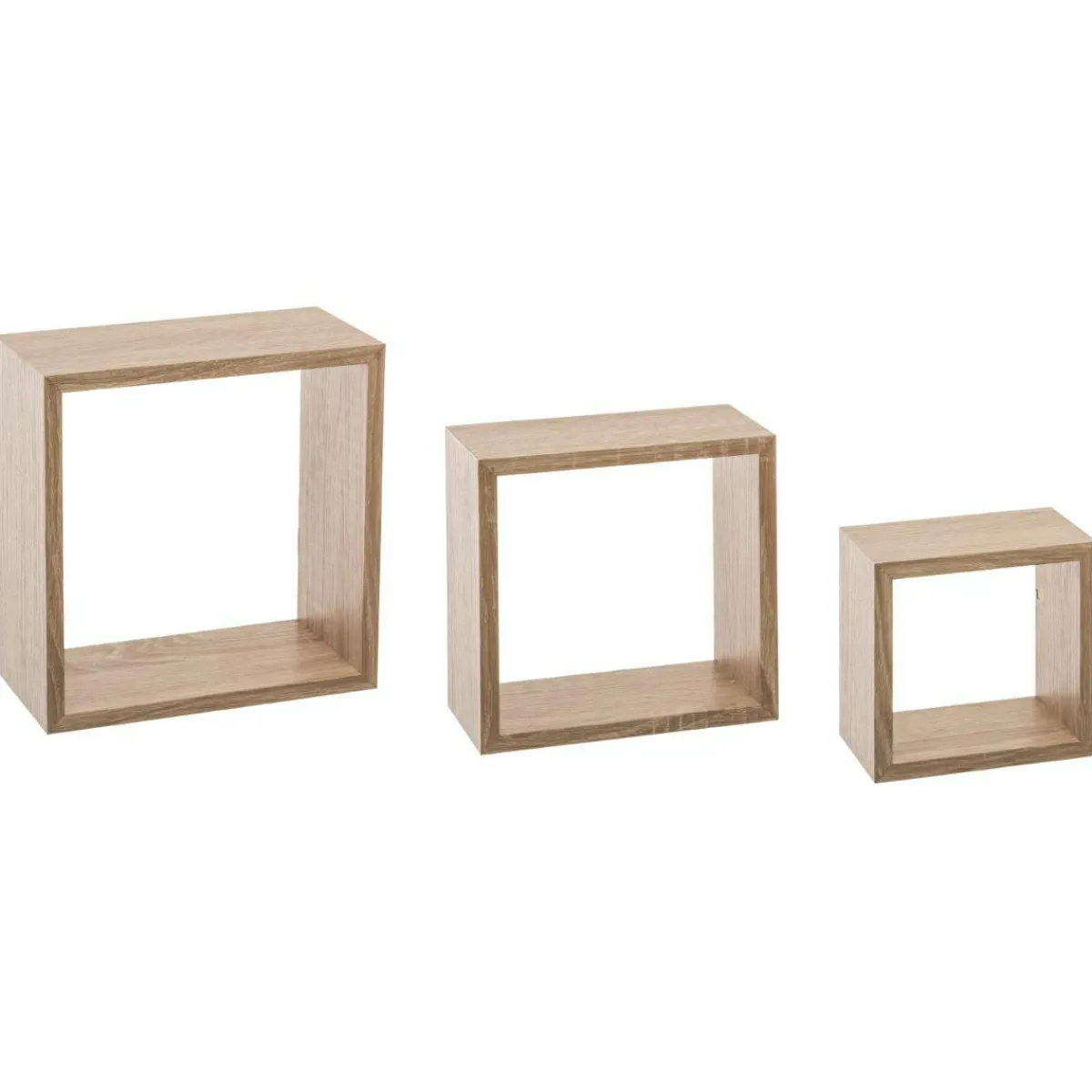ATMOSPHERA Lot de 3 étagères (H15-20-25 cm) Cube Naturel Bois Discount