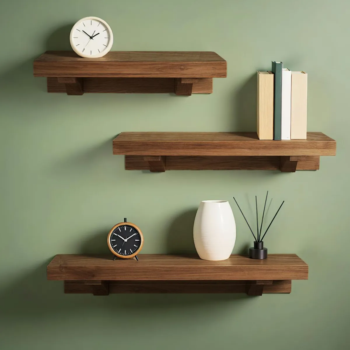 EMINZA Lot de 3 étagères en (L60-50-40 cm) Jaipur foncé vielli Bois Clearance