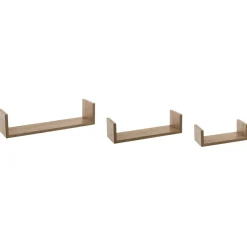 ATMOSPHERA Lot de 3 étagères murales en (L22-32-42 cm) Bord Naturel Bois
