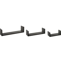 ATMOSPHERA Lot de 3 étagères murales en bois (L22-32-42 cm) Bord Noir Hot