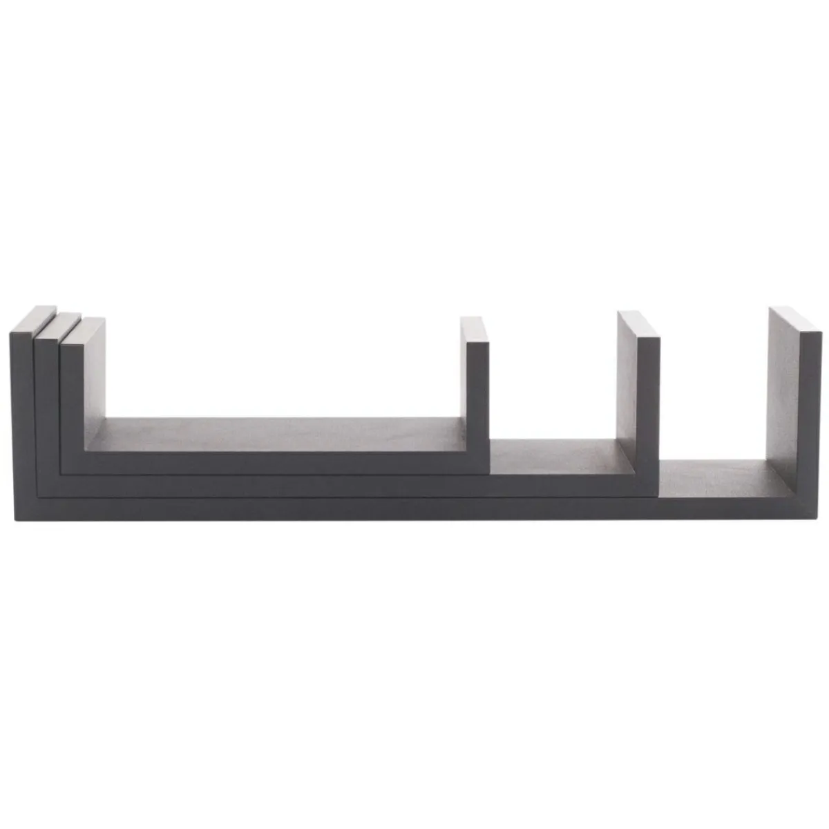 ATMOSPHERA Lot de 3 étagères murales en bois (L22-32-42 cm) Bord Noir Hot