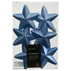 KAEMINGK Lot de 6 étoiles de Noël à suspendre (H7 cm) Alpine Bleu Ciel Sale
