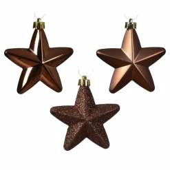 KAEMINGK Lot de 6 étoiles de Noël à suspendre (H7 cm) Alpine Brun café Clearance
