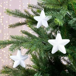KAEMINGK Lot de 6 étoiles de Noël à suspendre (H7 cm) Alpine Blanc New
