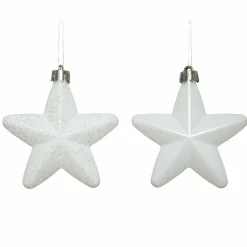 KAEMINGK Lot de 6 étoiles de Noël à  suspendre (H7 cm) Alpine Blanc New