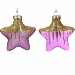 KAEMINGK Lot de 2 étoiles de Noël à suspendre en verre (H10 cm) Arctique Violet