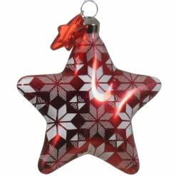 KAEMINGK Lot de 2 étoiles de Noël à suspendre en verre (H8 cm) Floconées Rouge