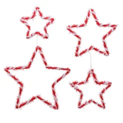 KAEMINGK Lot de 4 étoiles de Noël à suspendre (H38 cm) Star Rouge Hot