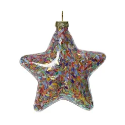 KAEMINGK Lot de 12 étoiles de Noël en verre (D90 mm) Paillettes festives s Multicolore Outlet