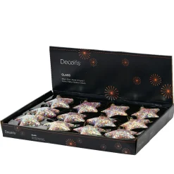 KAEMINGK Lot de 12 étoiles de Noël en verre (D90 mm) Paillettes festives s Multicolore Outlet