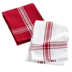 DOUCEUR D'INTERIEUR Lot de 2 torchons coton recyclé Cuisiline Bordeaux