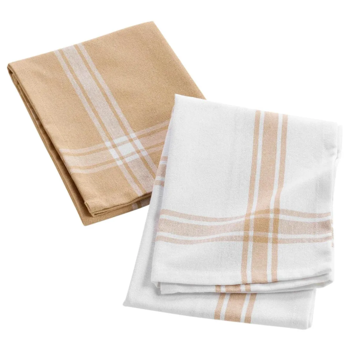 DOUCEUR D'INTERIEUR Lot de 2 torchons coton recyclé Cuisiline Beige Clearance
