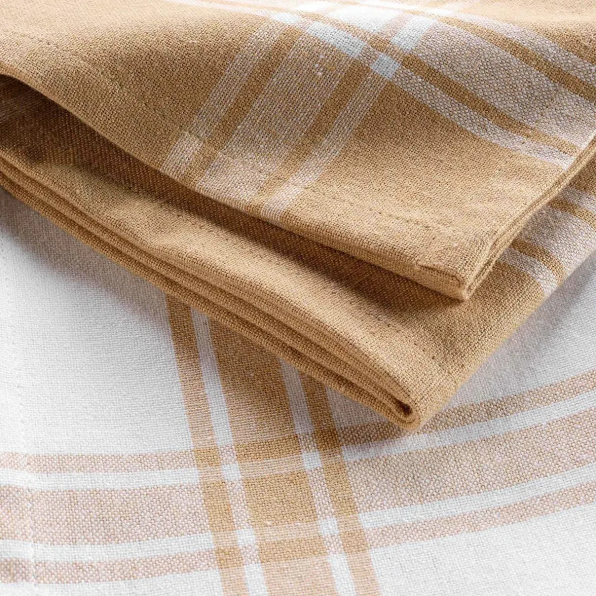 DOUCEUR D'INTERIEUR Lot de 2 torchons coton recyclé Cuisiline Beige Clearance