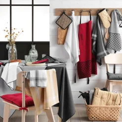 DOUCEUR D'INTERIEUR Lot de 2 torchons coton recyclé Cuisiline chiné Gris Outlet