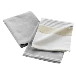 douceur d'intu017drieur Lot de 2 torchons coton tissé (50 x 70 cm) Iliade Blanc Gris Best
