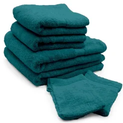 douceur d'intu017drieur Lot de serviettes de bain 50x90 cm x2 + serviettes 70x130cm x2 + gants de toilette x2 Elegance Bleu New