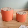 EMINZA Lots de 2 poufs de rangement gigognes enfant bois (H31 et 24 cm) Renardeau Terracotta Outlet