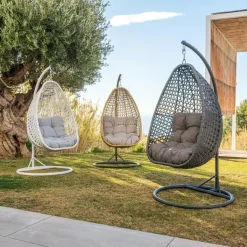 MOBELLIA Loveuse suspendue en résine tressée Coral Gris Anthracite Clearance