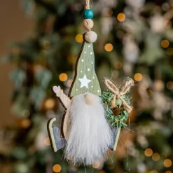 KAEMINGK Lutin de Noël à suspendre (H11 cm) Ma couronne Vert