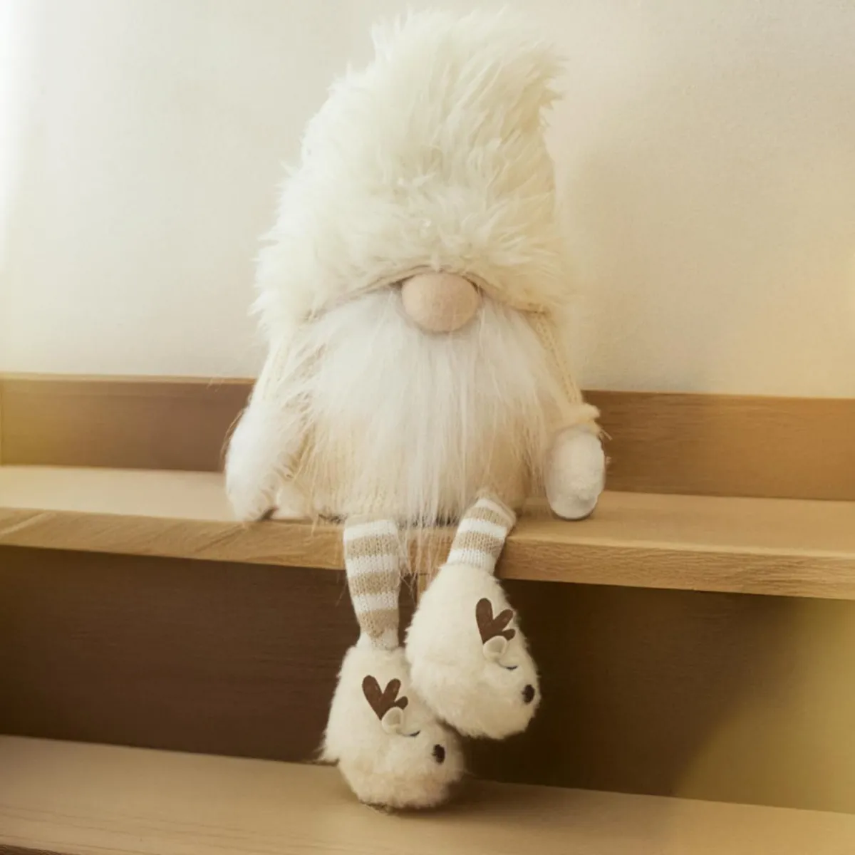 KAEMINGK Lutin de Noël jambes souples (H48 cm) Gaston mignon crème Blanc Best