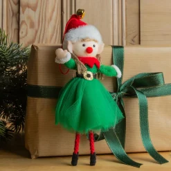CHRISTMAS DREAM Lutin farceur à suspendre (H20 cm) Fillette et clochette Multicolore Hot