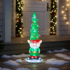 EMINZA Lutin lumineux 60 LED (H60 cm) Joyeux Vert et Blanc froid Hot