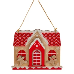 JJA Maison à suspendre en bois (H15 cm) Heureux pain d'épices Rouge Online