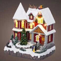 KAEMINGK Maison de village illuminée musicale et animée à piles (H23 cm) Camden Street Multicolore Discount