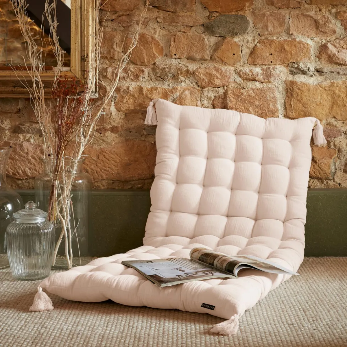 EMINZA Matelas de sol gaze de coton (60 x 120 cm) Gaïa Rose poudré Best