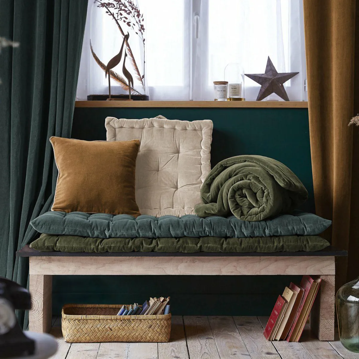 EMINZA Matelas de sol velours de coton (60 x 120 cm) Victor thym Vert Sale