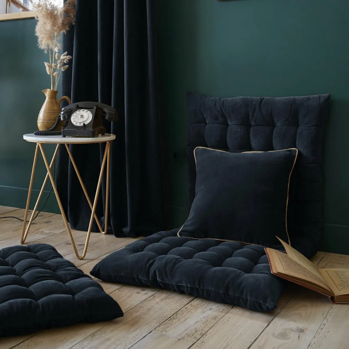 EMINZA Matelas de sol velours de coton (60 x 120 cm) Victor Bleu nuit Outlet