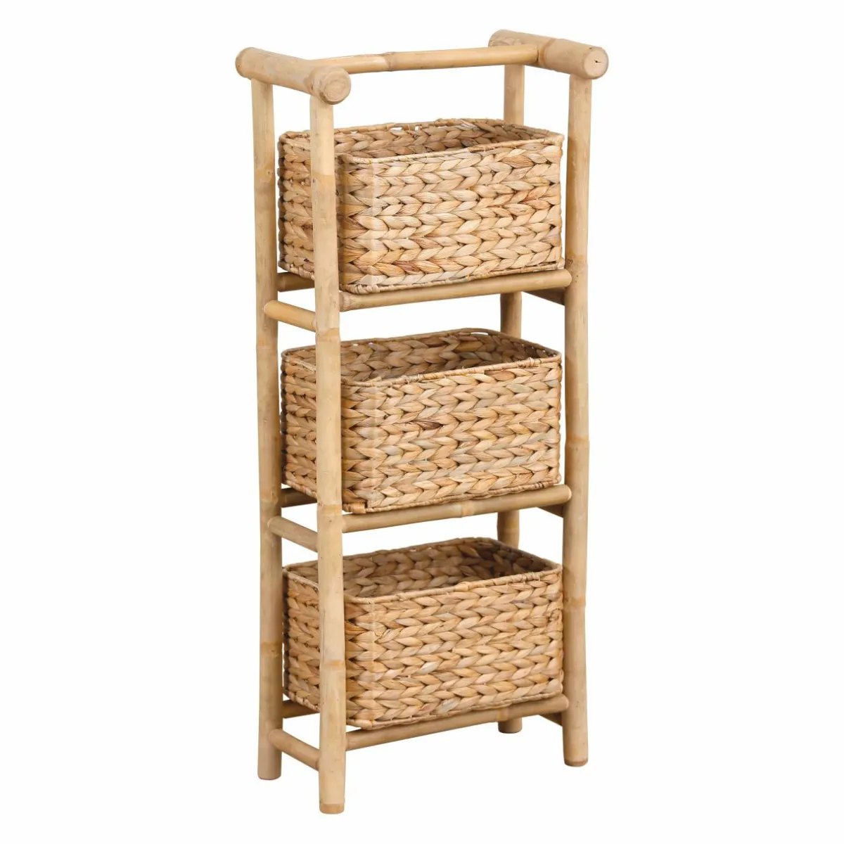 TENDANCE Meuble 3 paniers bambou et jacinthe d'eau (39 x H91 cm) Hanoï Naturel Best
