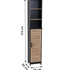 TENDANCE Meuble colonne salle de bain (35 x H173 cm) Bergen Noir Best
