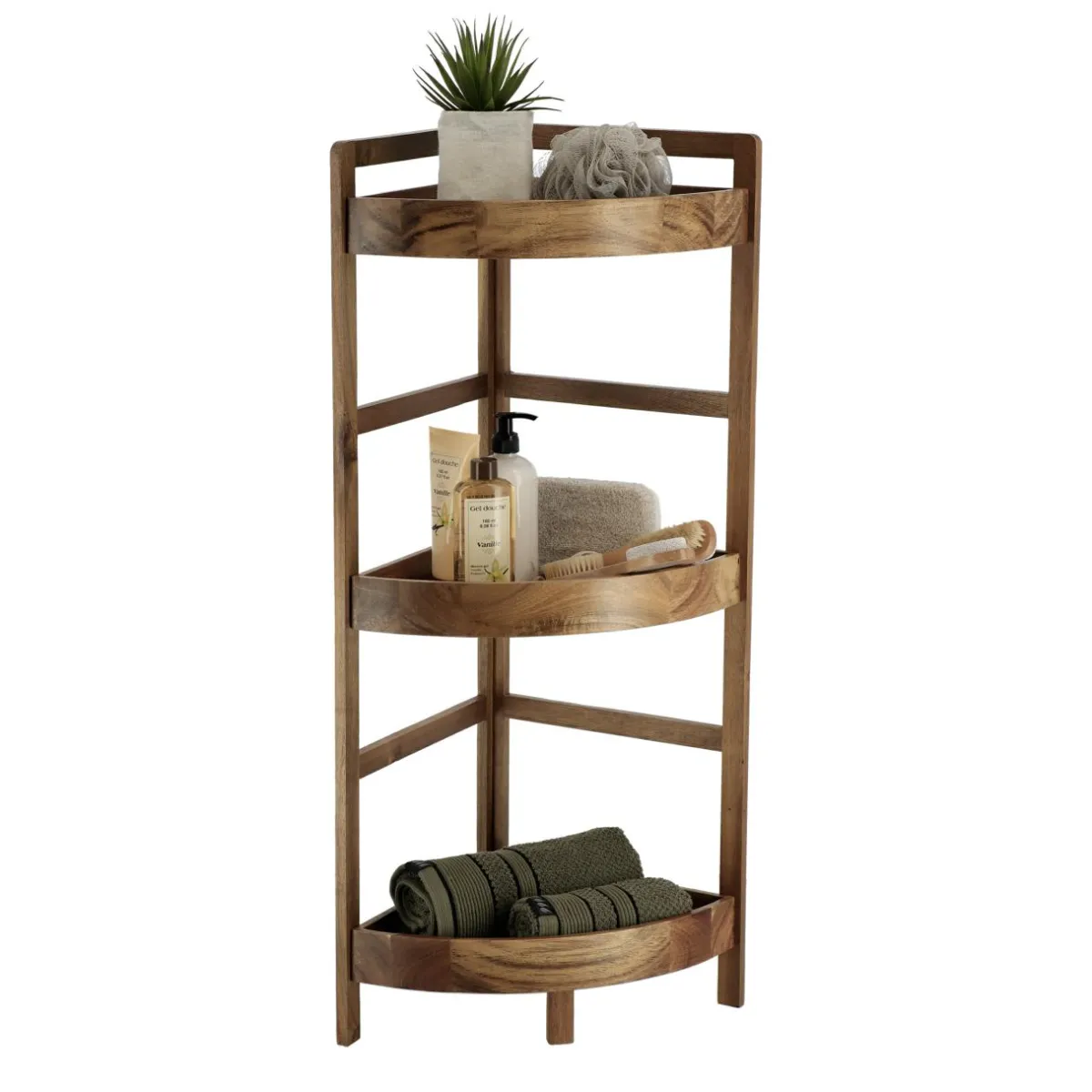 TENDANCE Meuble d'angle 3 étagères bois acacia (29 x H86 cm) Lina Marron Hot