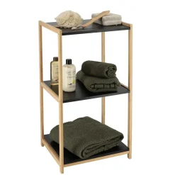 TENDANCE Meuble de rangement bambou 3 étagères (35 x H68 cm) Harmonie Noir Hot