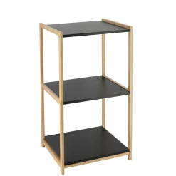 TENDANCE Meuble de rangement bambou 3 étagères (35 x H68 cm) Harmonie Noir Hot