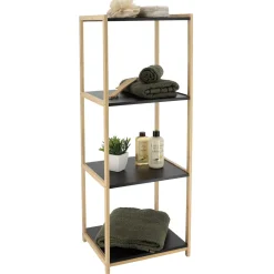 TENDANCE Meuble de rangement bambou 4 étagères (35 x H102 cm) Harmonie Noir Hot