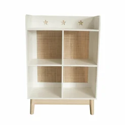 EMINZA Meuble de rangement enfant bois 4 niches (H86 cm) Stars Blanc Outlet
