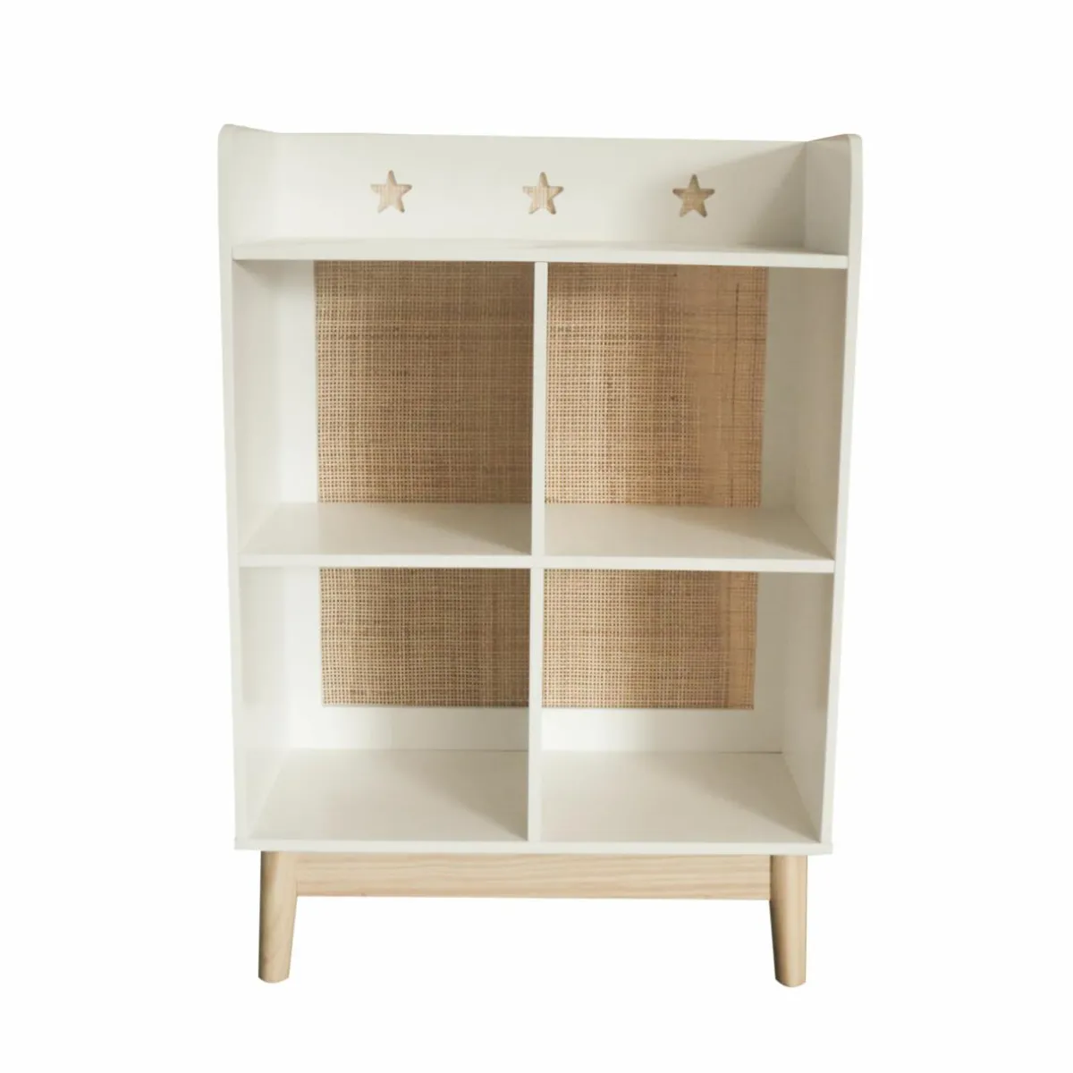 EMINZA Meuble de rangement enfant bois 4 niches (H86 cm) Stars Blanc Outlet