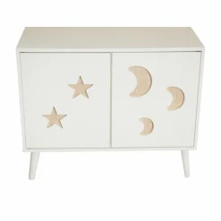EMINZA Meuble de rangement enfant bois 2 portes (H65 cm) Stars Blanc Outlet