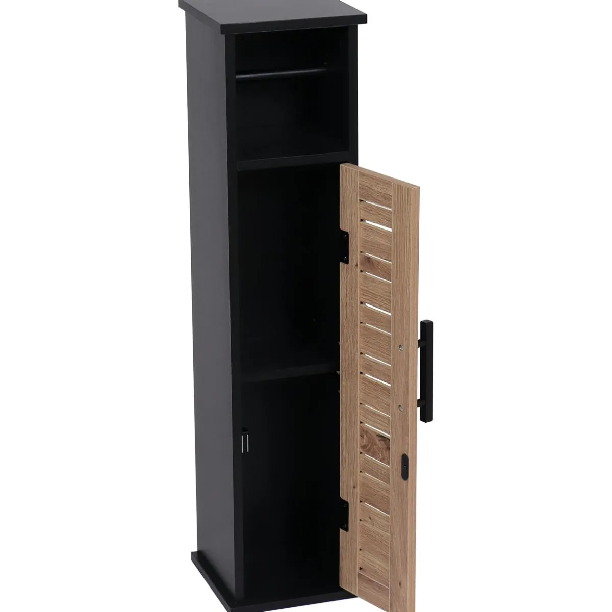 TENDANCE Meuble dérouleur papier toilette avec réserve (H75 cm) Bergen Noir Hot