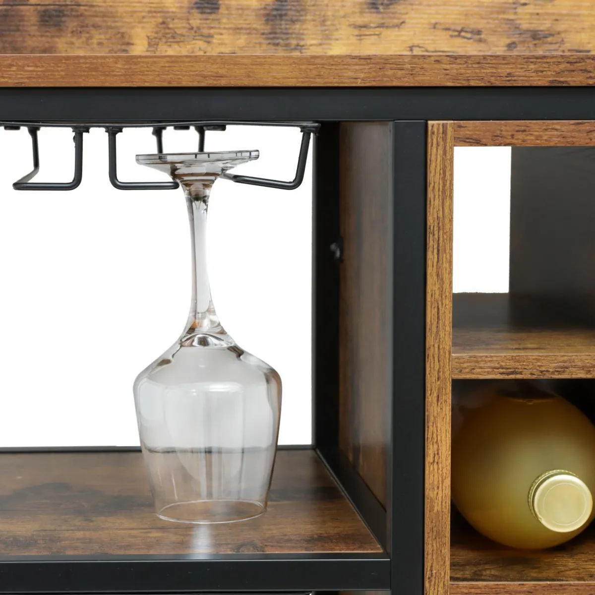 EMINZA Meuble range-bouteilles industriel 18 emplacements et porte-verres (H82 cm) Paul Marron Best