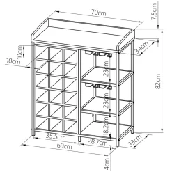 EMINZA Meuble range-bouteilles industriel 18 emplacements et porte-verres (H82 cm) Paul Marron Best