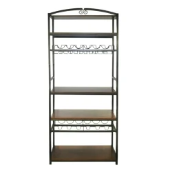 EMINZA Meuble range-bouteilles industriel 12 emplacements et porte-verres (H180 cm) Pablo Marron Online