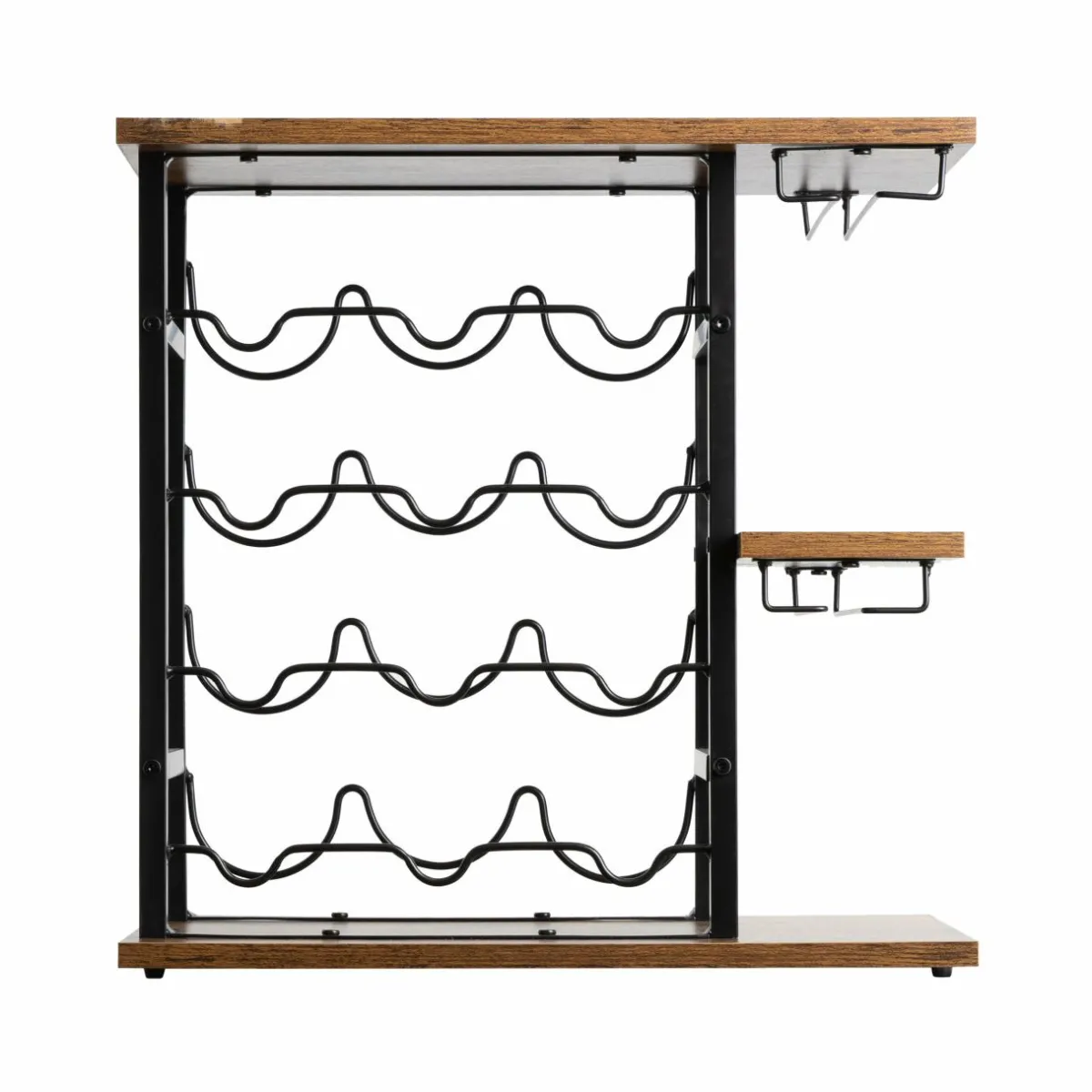 EMINZA Meuble range-bouteilles industriel 12 emplacements et porte-verres (H50 cm) Arthur Noir New