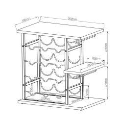 EMINZA Meuble range-bouteilles industriel 12 emplacements et porte-verres (H50 cm) Arthur Noir New