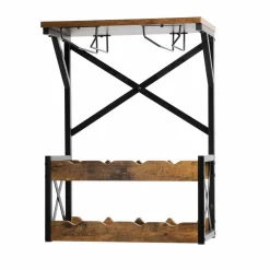 EMINZA Meuble range-bouteilles industriel 8 emplacements et porte-verres (H56 cm) Tiago Noir Outlet