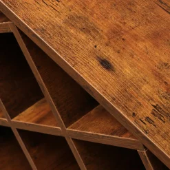 EMINZA Meuble range-bouteilles industriel 32 emplacements et porte-verres (H180 cm) Marceau Marron New