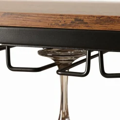 EMINZA Meuble range-bouteilles industriel 32 emplacements et porte-verres (H180 cm) Marceau Marron New